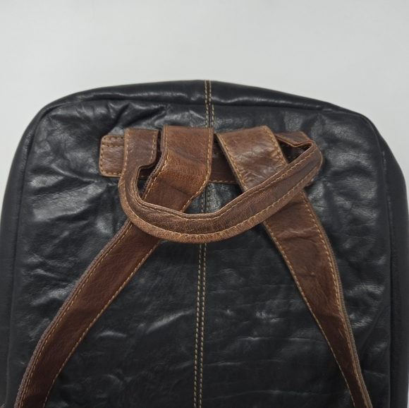 Jack Georges Men Leather Back Pack Black-Brown Hand Stained Buffalo Versatile - Picture 8 of 16